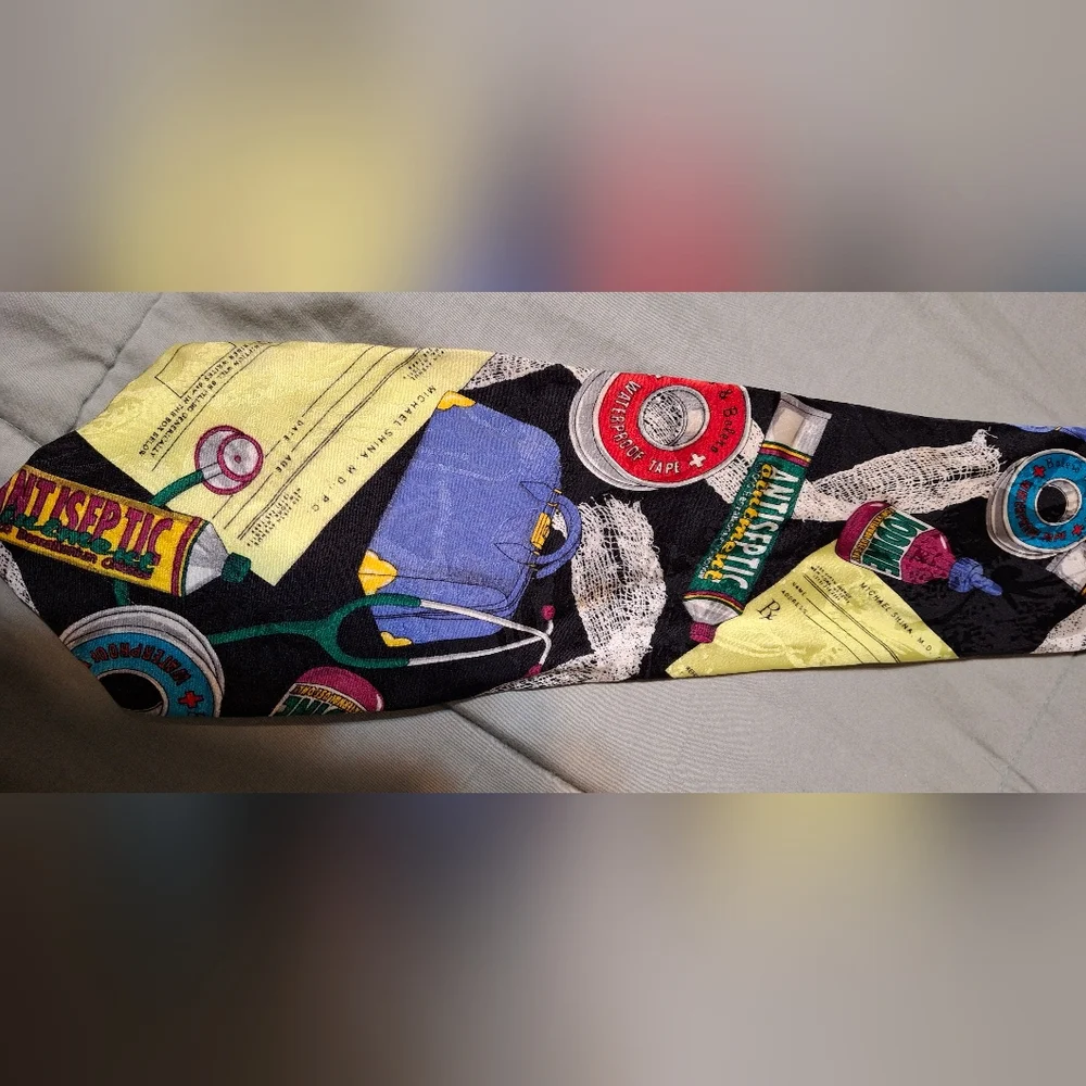 ADDICTION Necktie Tie Medical Dr Nurse 1st Responders 100% Silk First Aid